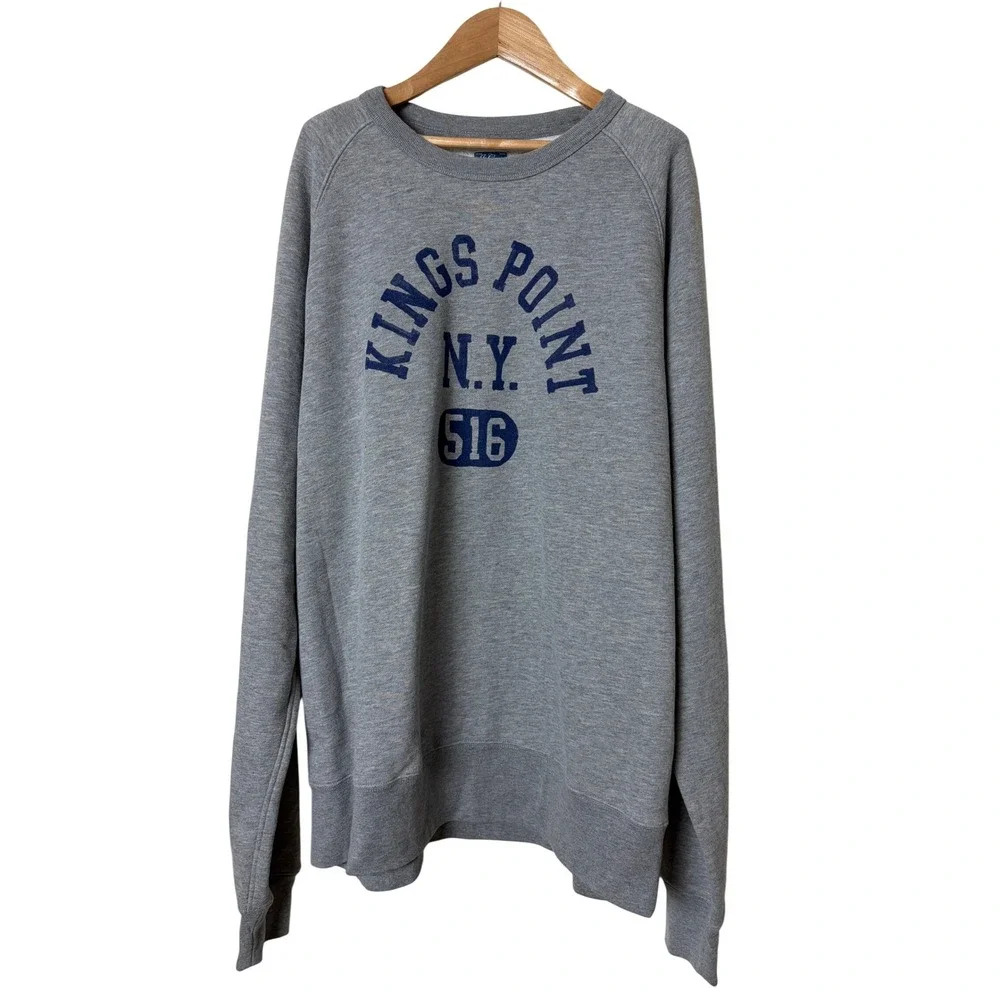 J. Crew Vintage Fleece Kings Point‎ NY 516 Sweatshirt Gray Mens XXLT Tall